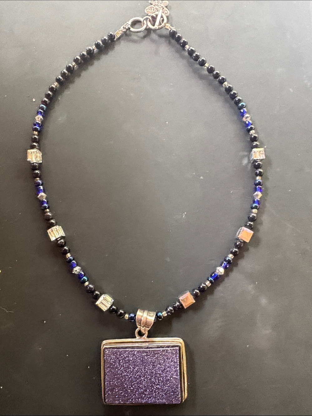 Sterling silver pendent w/ Genuine Purple Druzy Quartz & Swarovski Necklace